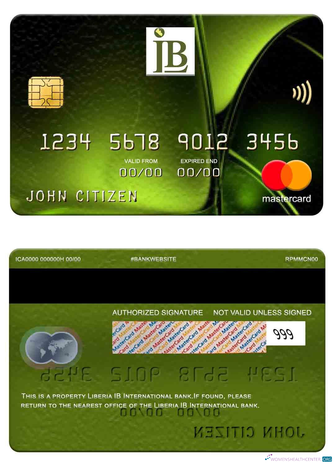 Download Liberia IB International Bank mastercard Photoshop template